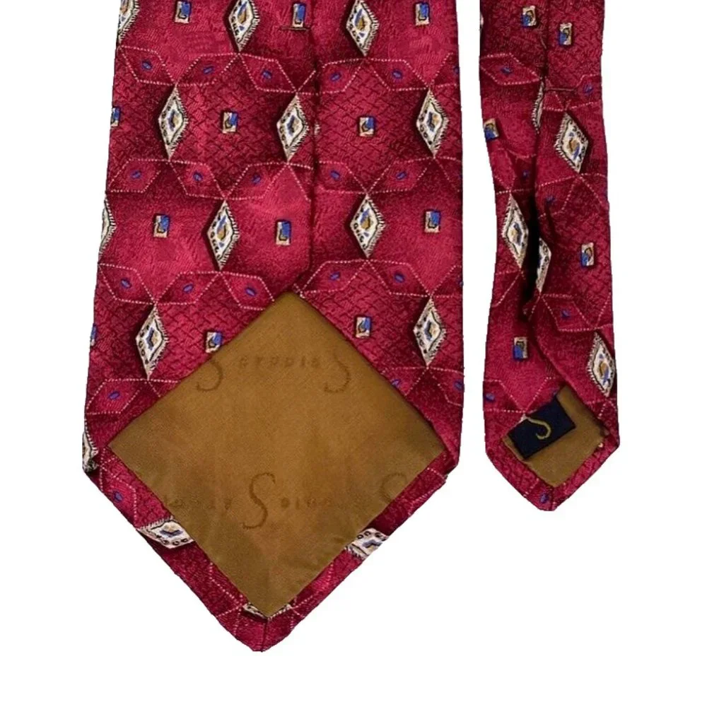 Robert Talbott‎ Studio Tie Hand Sewn Silk Made in USA Geometric Red Mens